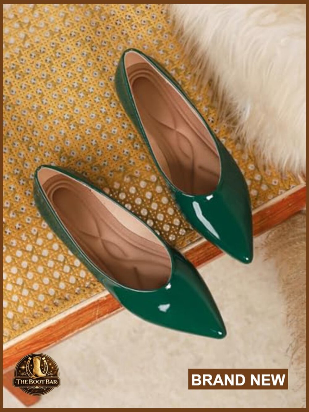 Patent Leather Pointed Toe Bow Knot Slip On Flats, Cushioned Insole, Non-Slip - Picture 3 of 7